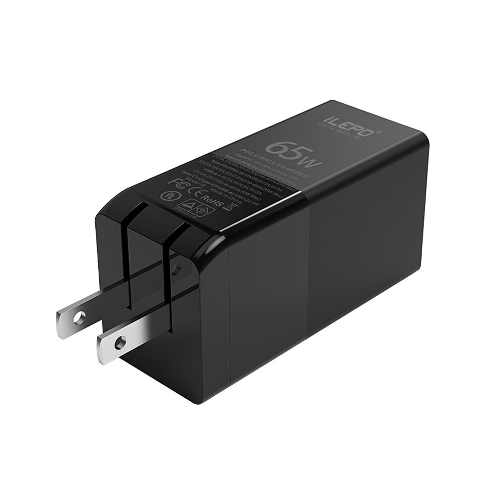 65w -gang-schnellladegerät,  pd3.0 -fach usb-typ-c-ladegerät, tragbares schnellladegerät für laptops, macbook pro, iphone und samsung