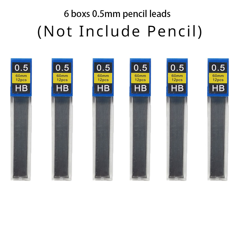 Portaminas de Metal de 0,3/0,5/0,7/0,9/1,3/2,0mm, juego de lápices HB automáticos de dibujo con cables, suministros de arte para escritura escolar y de oficina