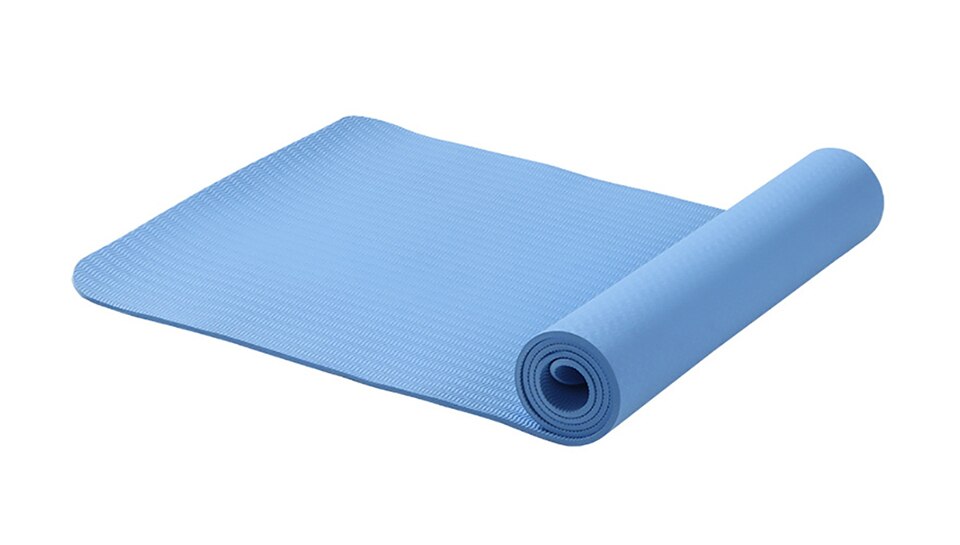 6Mm Tpe Antislip Yoga Mats Voor Fitness Smaakloos Pilates Mat 8 Kleur Gym Oefening Sport Matten pads Met Yoga Tas Yoga Band: Blauw