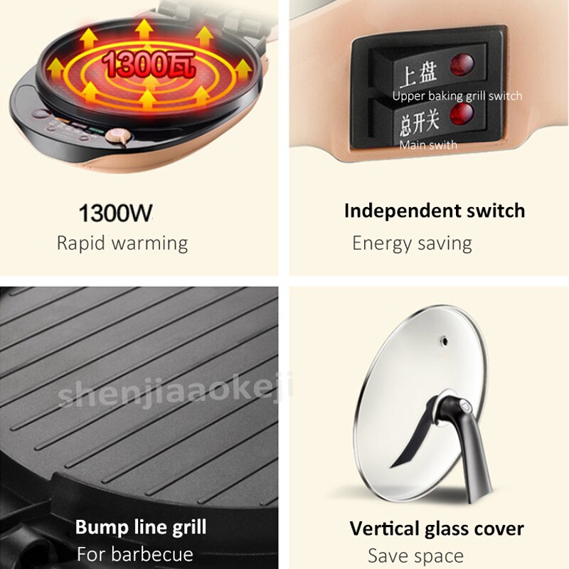 Multifunctionele Elektrische Crêpe Bakpan Huishoudelijke Pannenkoek Maker Machine non-stick Dual-side Verwarming EU/AU /UK Plug 220 V