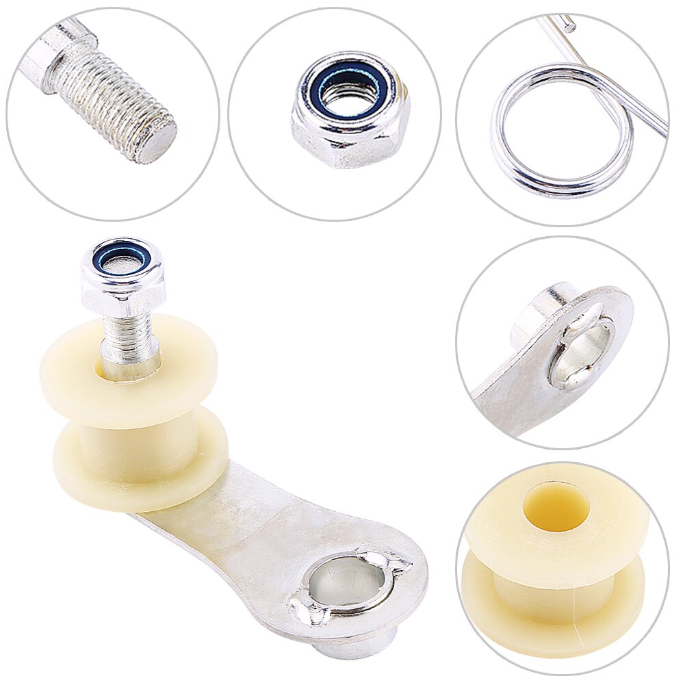 Tensor de cadena, ajustador de tensión, Compatible con rodillo guía Metal, plástico, se muestra con ajuste para la mayoría de la suciedad, moto, bicicleta, ATV