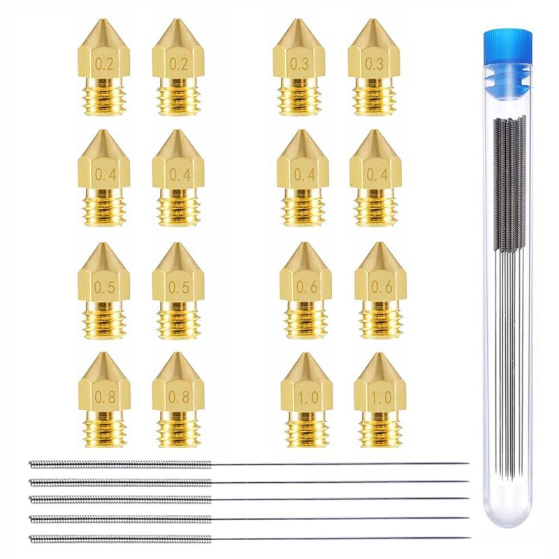 31Pcs MK8 Messing Nozzles Rvs Cleaning Naald Accessoires Tool Kit M6 Extruder 0.2 0.3 0.4 0.5 0.6 0.8 1.0 Hotend