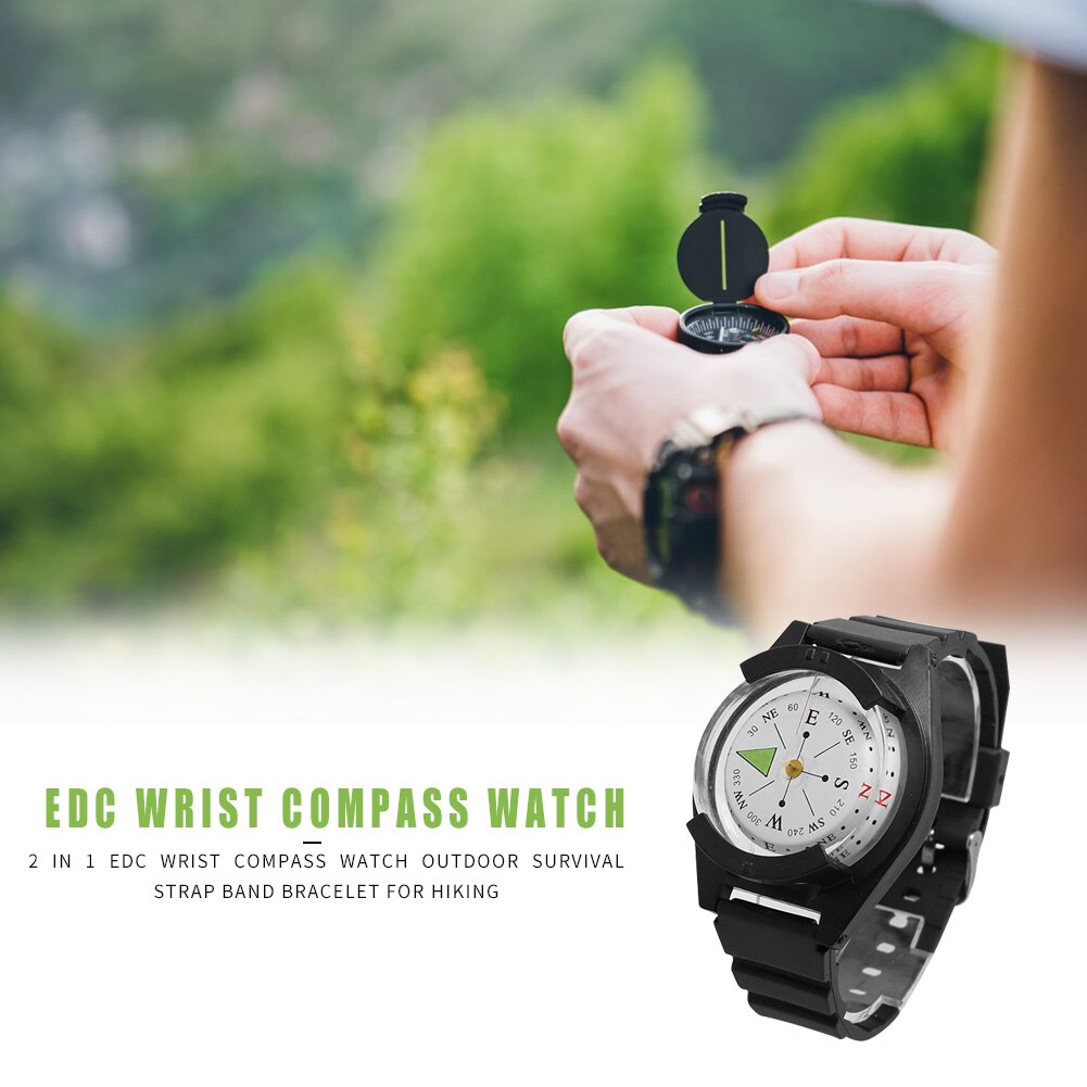 Portable Compass Watch Silicon Strap Waterproof Outdoor Luminous Compasses For Camping Hiking Outdoor Activities