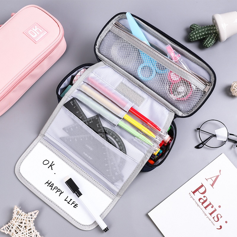 Draagbare Etui Grote Capaciteit Potlood Gevallen Multifunctionele Pencilcase Effen Kleur Estuche Escolar Trousse Scolaire