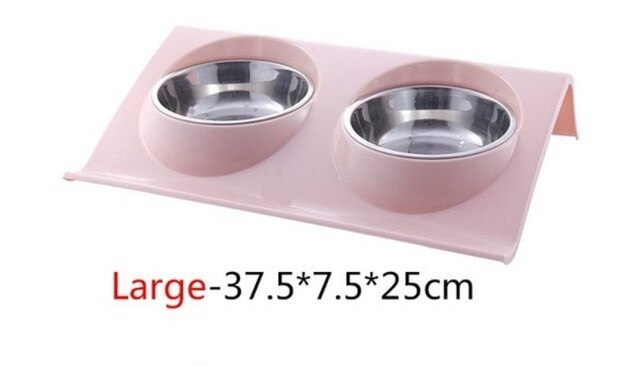 Doppel Pet Schalen Hund Lebensmittel Wasser Feeder Edelstahl Pet Trinken Feeder Dish Katze Welpen Fütterung Lieferungen Hund Zubehör #2 ^ 1