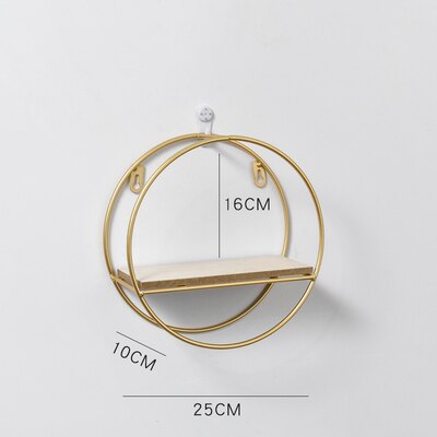 Wooden Gold Storage Racks Hanging Decor Storage Box Flower Pot House Storage Rack Wall Book Figurines Display Crafts Shelves: 6