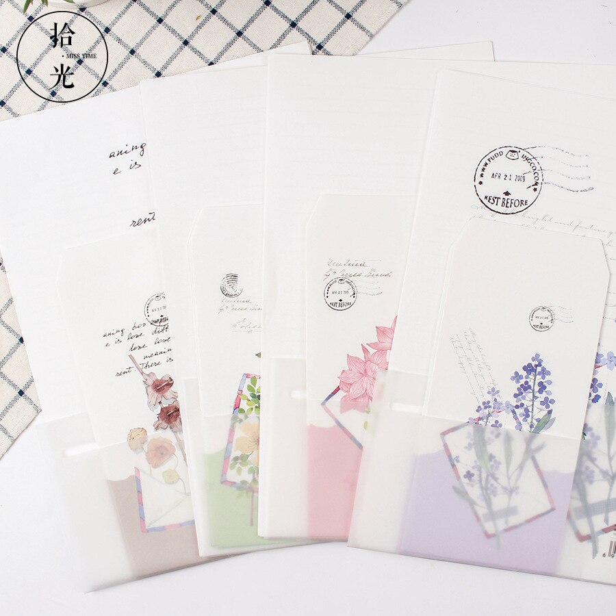 9 Stks/set 3 Enveloppen + 6 Brief Papers Heldere Bloemen Brief Envelop Set Koreaanse Briefpapier
