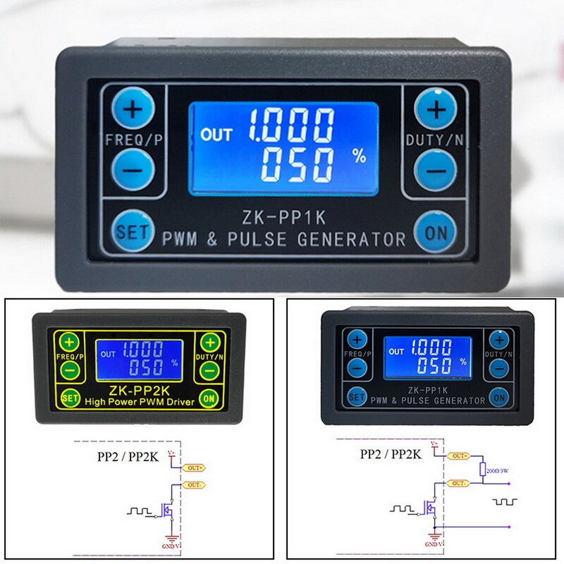 ZK-PP2K PWM Signal Generator 8A Driver Module for Motor/Lamp Dual Mode LCD PWM Frequency Duty Cycle Adjustable Module