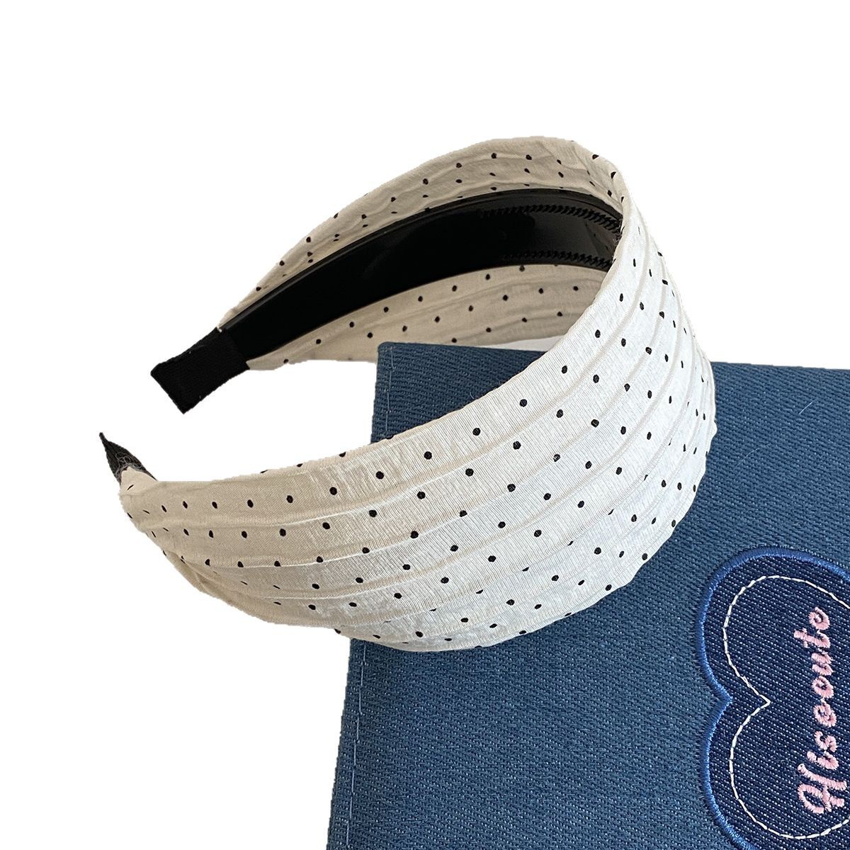 Neue Frühling Sommer Einfache Punkte Stirnbänder Nicht-Unterhose Breite Falten Haarbänder Süße Chiffon Kopf Bands Haar Reifen Frauen Haar zubehör