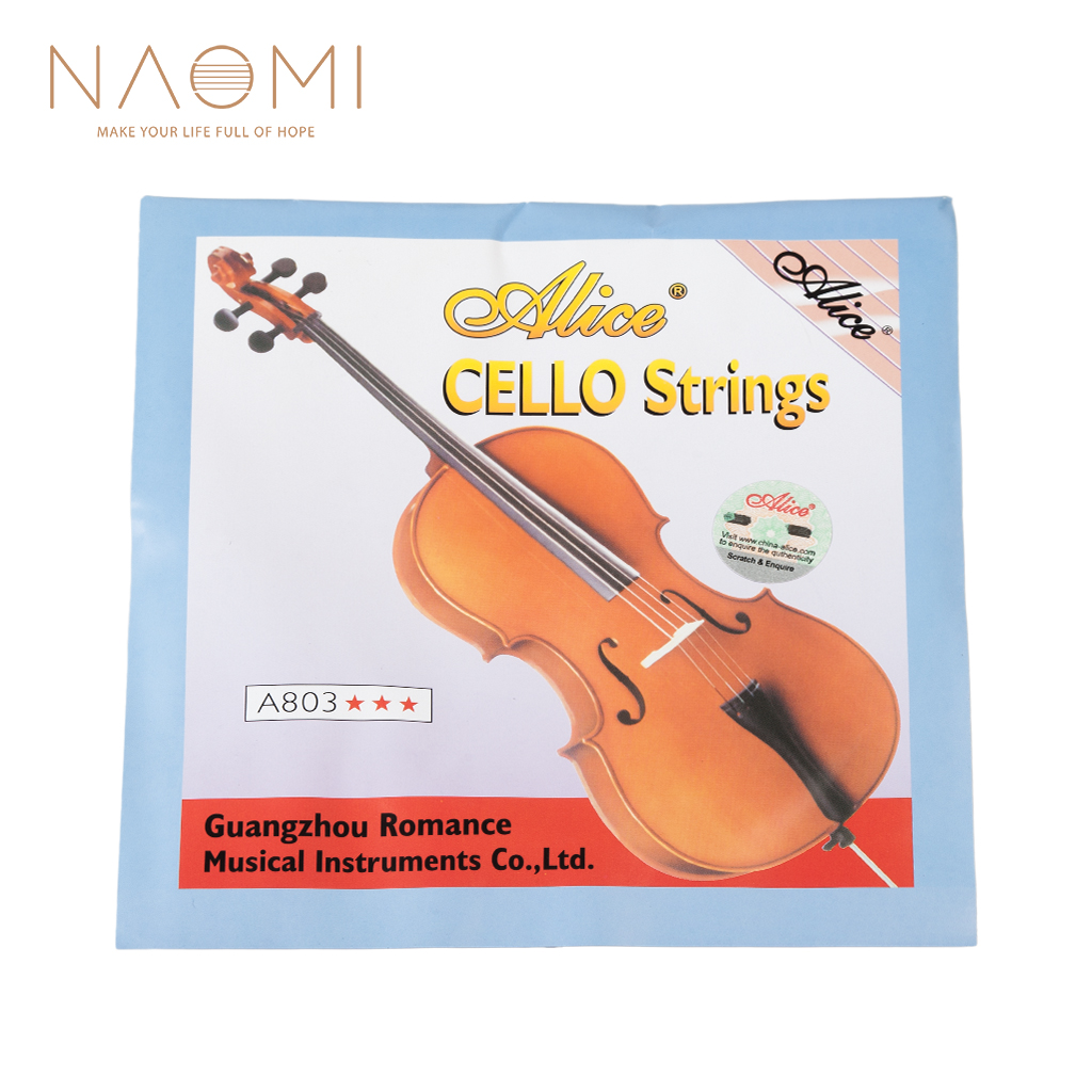 Naomi 4/4 Cello Snaren Alice A803 Cello Snaren Steel Core Nickel Silver Wound Vernikkeld Ball End 1st-4th Strings