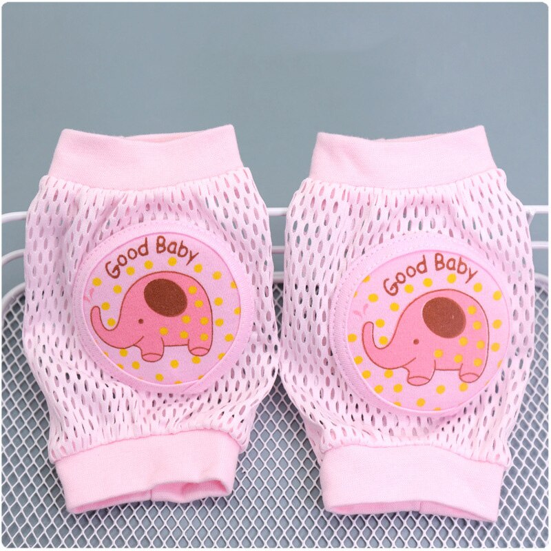 Bébé genou protecteur fille garçon coude ramper coussinets bambins bébé coussinets de sécurité maille respirant maille jambe garde genouillère pour les enfants: ElephantPink