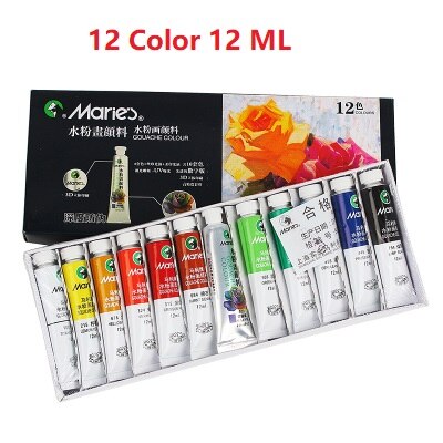 Marie's Gouache Paint Set 12/18/24/36 Colors 12ML Pigment Children Students Portable Sketch: 12 color