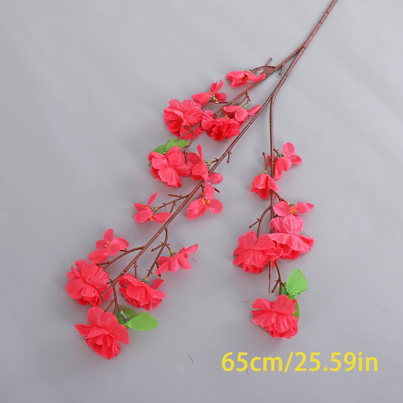 Artificial Flowers Peach Blossom Non-woven Fabrics Flower Branch Bedroom Dining Table Shopping Mall Office Bar Decoration: 65cm Rose red 1 Pcs