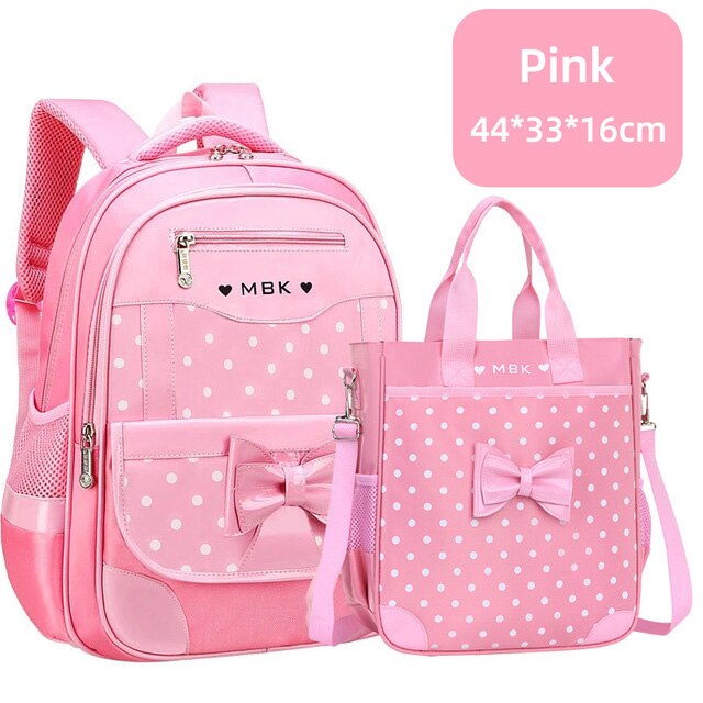 2 einstellen Wasserdicht Schule Taschen Für Teenager Mädchen Nette Punkt Schule Rucksäcke freundlicher Art Schulter Tasche Wasserdichte Orthopädische Rucksack: 2pc Rosa-L