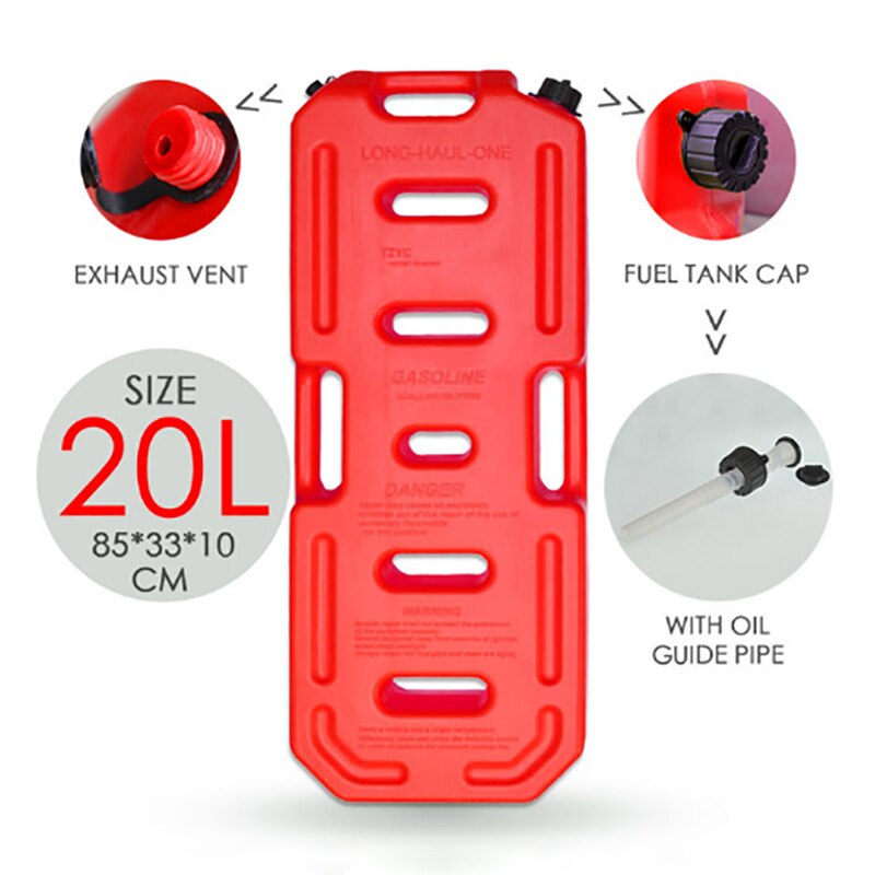 20L Litre Petrol Jerry Cans Plastic Motorcycle Gasoline Fuel Tank Mount Lock 5 Gallon Gas Can Petrol Jerrycan Jerrican Container: 20L red