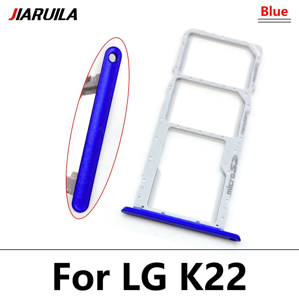 Original Micro Nano SIM Card Holder Tray chip slot drawer Holder Adapter Socket For LG K22 K42 K52 K41S K51 K61 K62: K22 Blue