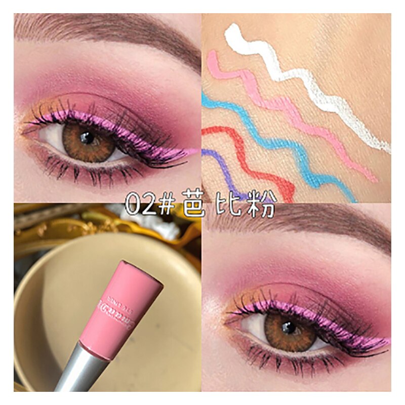 12 fargerike matte noen eyeliner fargetoner super vanntett langvarig sminke naturlig flytende eyeliner blå grønn gul øyne penn: 02 rosa