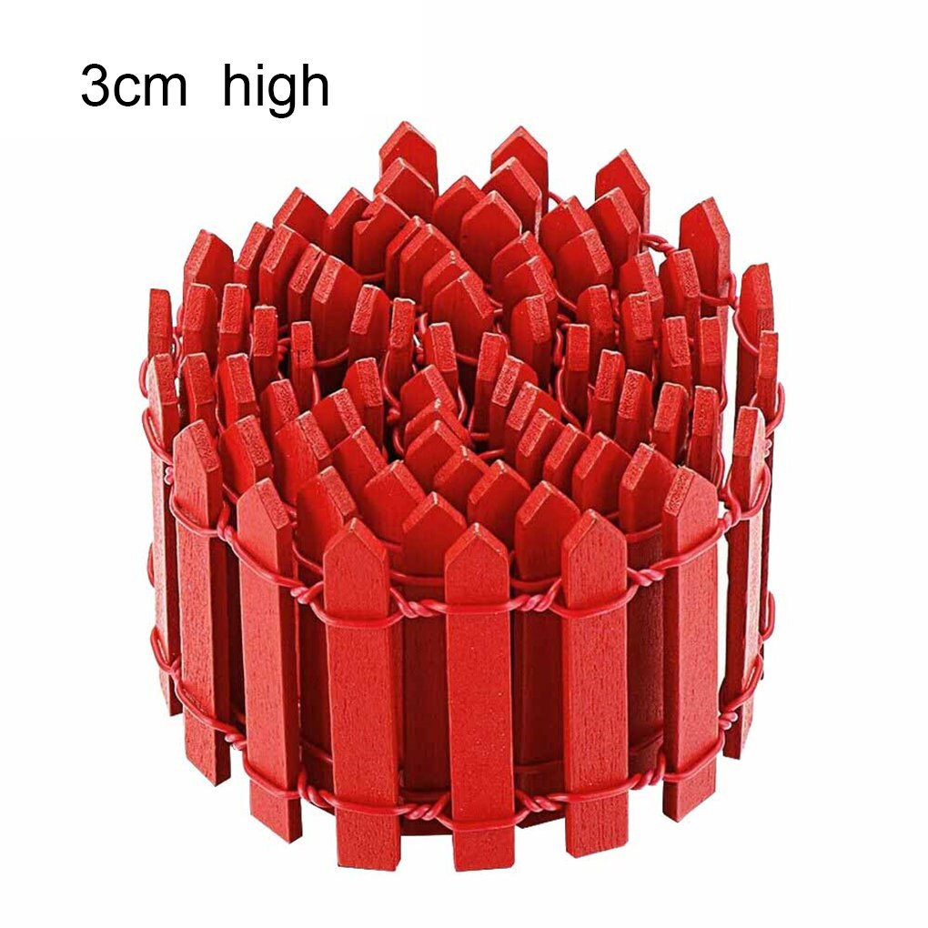 100x5cm/100x3cm DIY Mini Small Fence Barrier Wooden Craft Miniature Fairy Garden Terrarium Doll Branch Palings Showcase Decor: 3cm red
