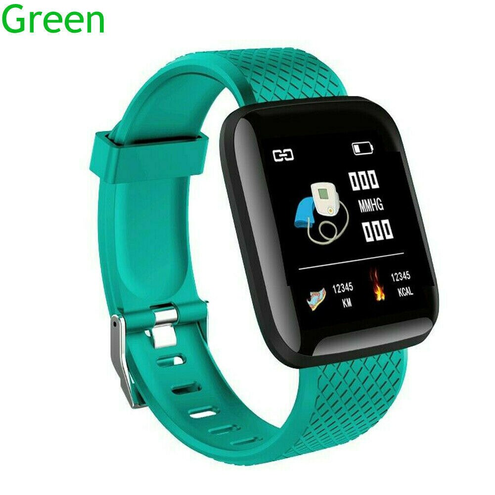 Protable Bluetooth Smart Watch Heart Rate Oxygen Blood Pressure Sport Fitness Tracking Device DU55: Green