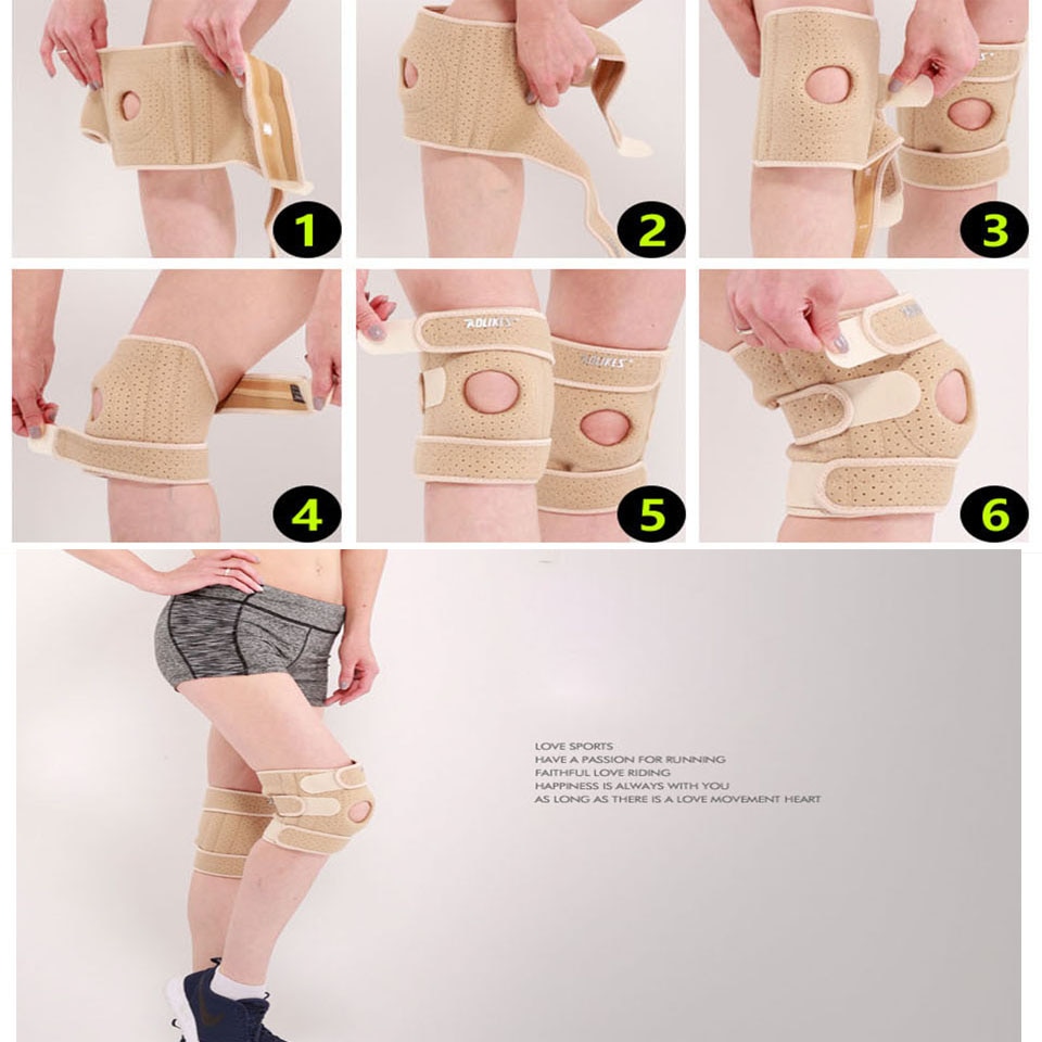 Aolikes 1 stk justerbar sportstræning elastisk knæstøtte bøjle knæpude justerbar patella knæpuder hul knæpude sikkerhed