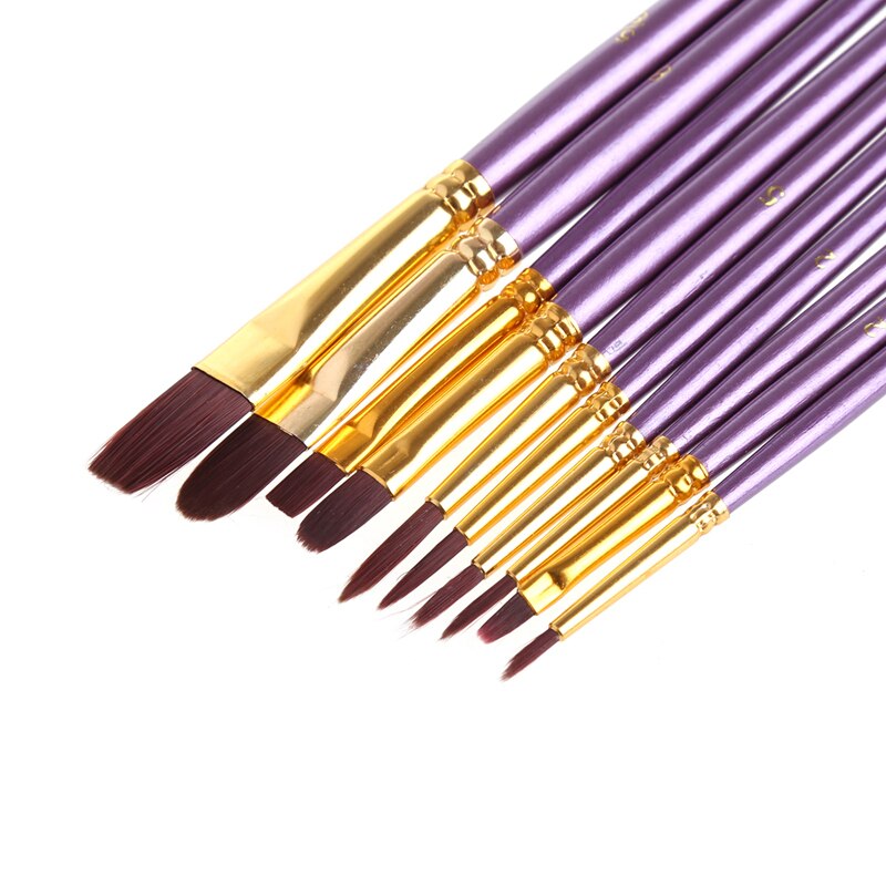 10 Uds. Pincel de acuarela para niños, pincel de madera para pintar, tirador de madera, pincel de línea de gancho, juego de artistas de uñas, detalle corto en miniatura, aceite Acrílico