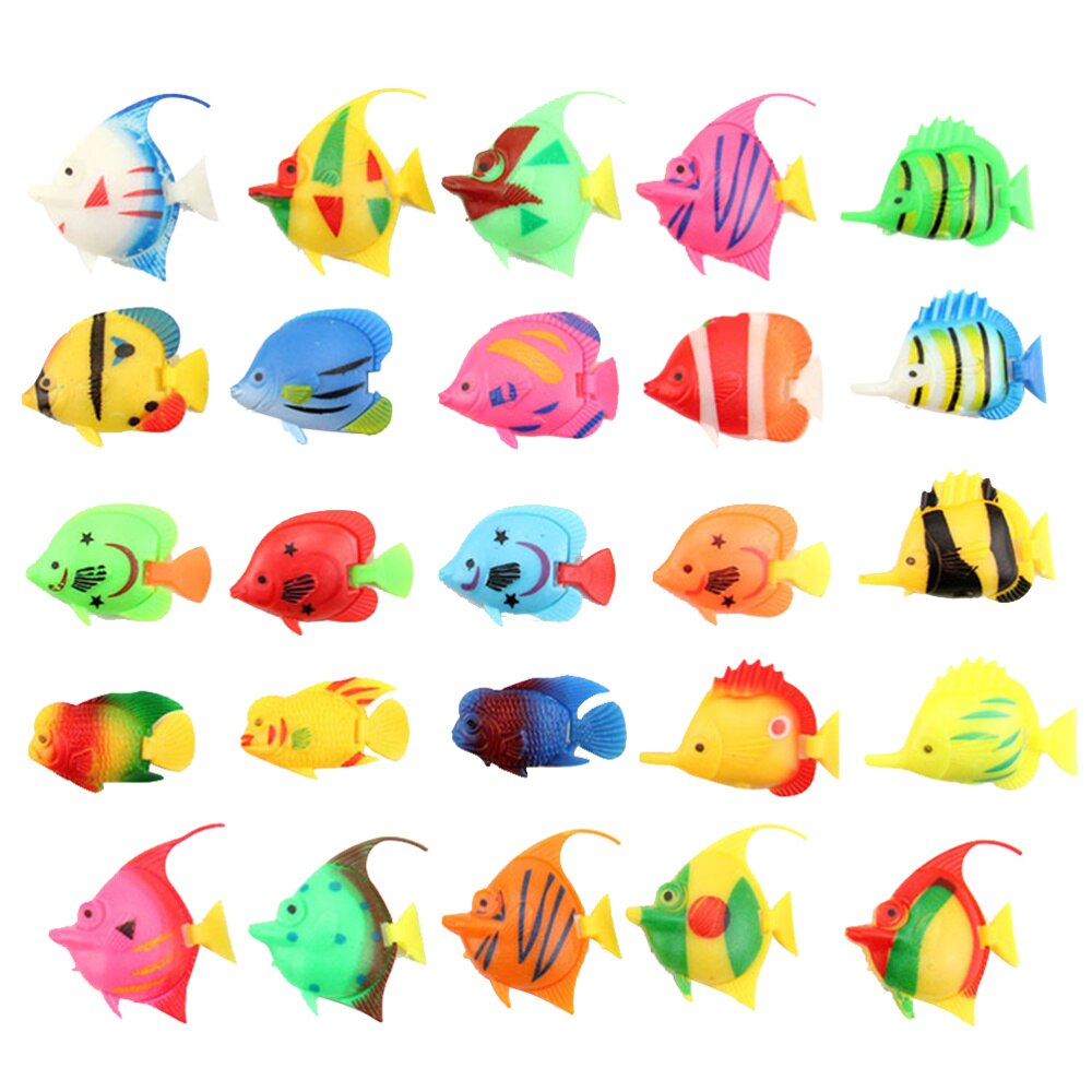 25pcs Aquarium Fish Ornament Fish Tank Landscape Artificial Fish Plastic Fish Decor (Random Style)