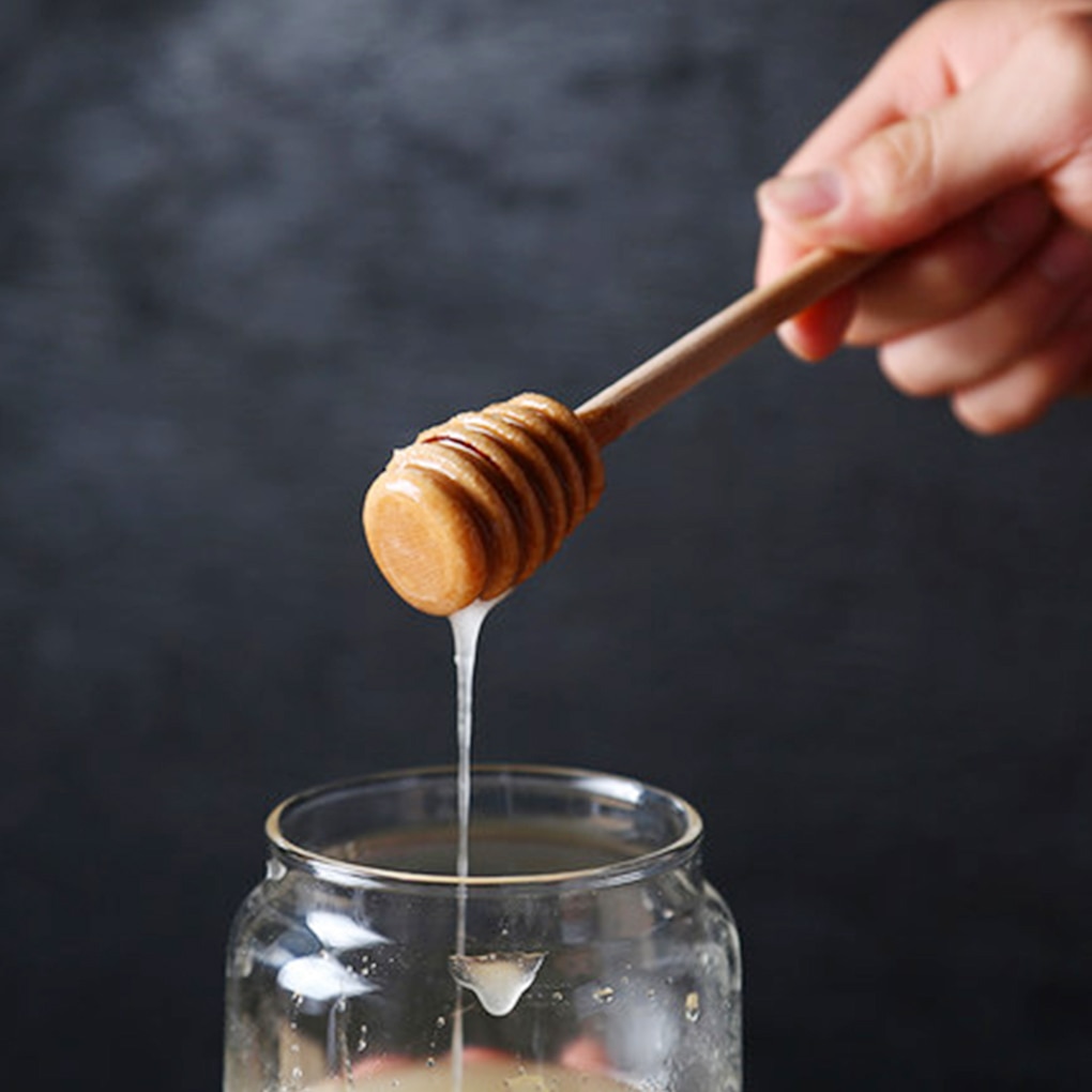 Houten Honing Roer Bar Jar Menglepel Hout Dipper Lange Handvat Honing Roeren Stok Keuken Tool