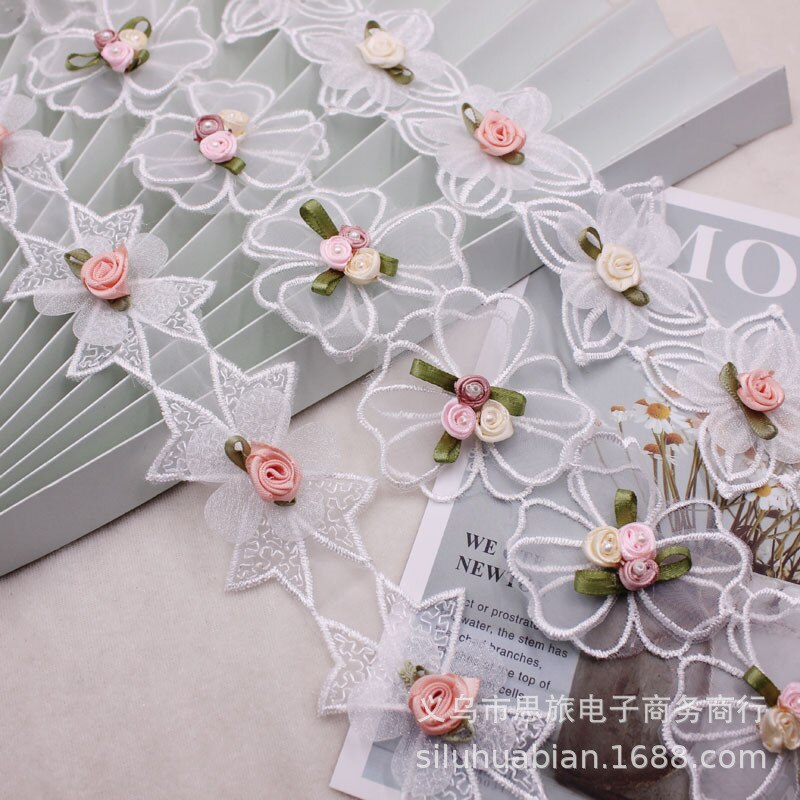 1 yards Flowers Embroidery water-soluble Lace Ribbon for Clothing Dress Hat Curtain Trims Accessories