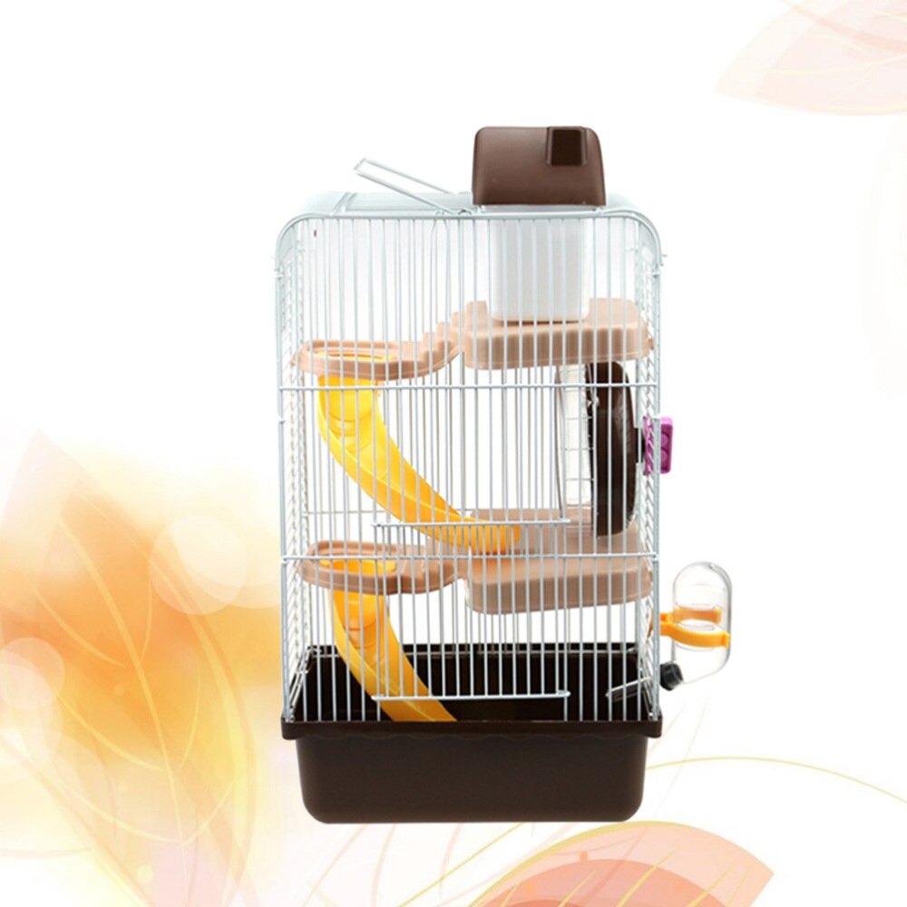 De luxe Trois Couche Cage Pour Animaux De Compagnie Portable Petit Animaux Maison Chinchilla Hamster Maison (Bleu Clair): Coffee
