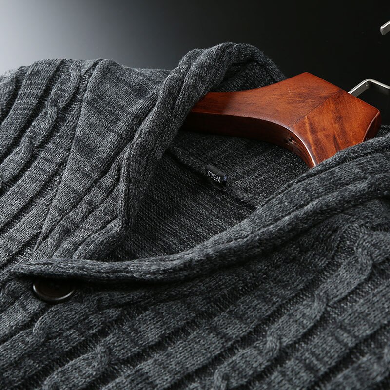 Cardigan Herre Strikket Tykk Slim Fit Vinter Koreansk Stil Casual DILEMO