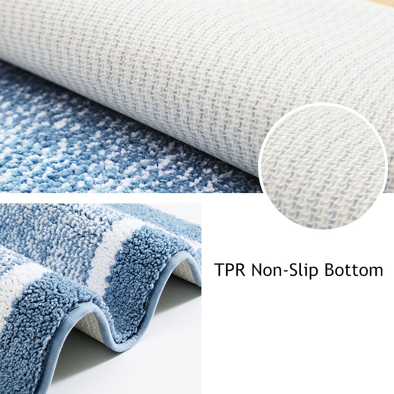 Simple Soft Flocking Bathroom Carpet 1Pcs Water Absorbent Hallway Bath Mat Non-Slip Doorway Bedroom Floor Rug Washsble