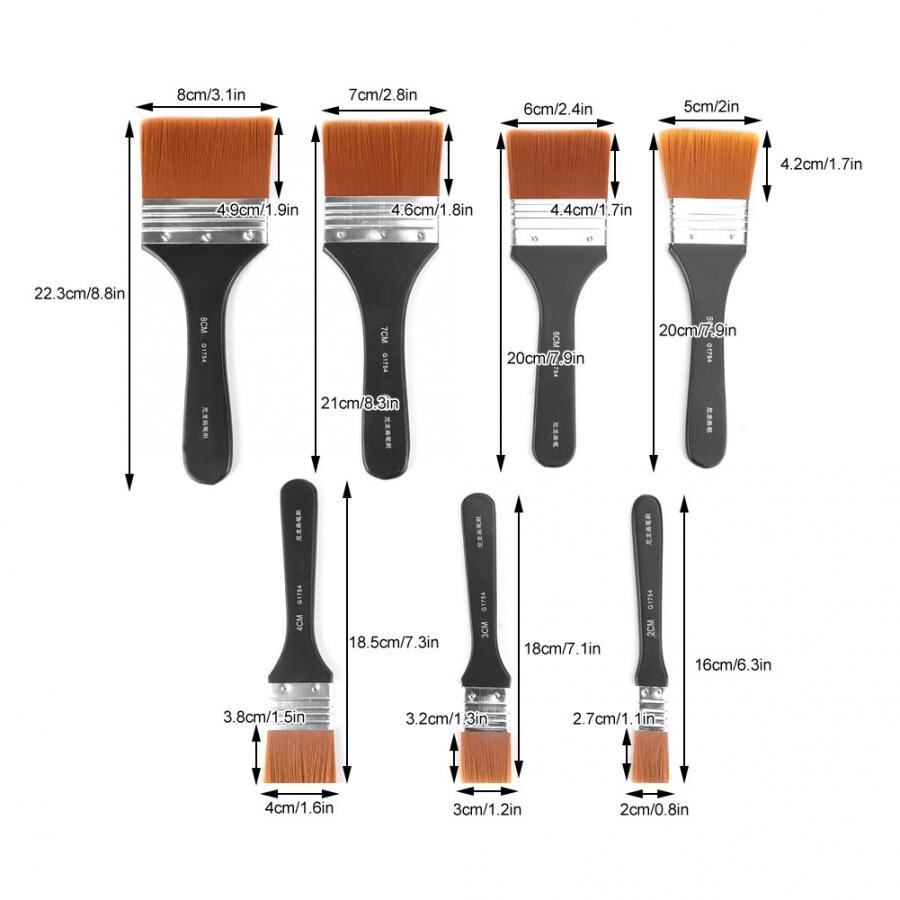 Verf Borstel Borstel Art 7 Stuks Lichtgewicht Houten Handvat Platte Penselen Set Voor Olieverf Acryl Schilderen Artes Schilderen