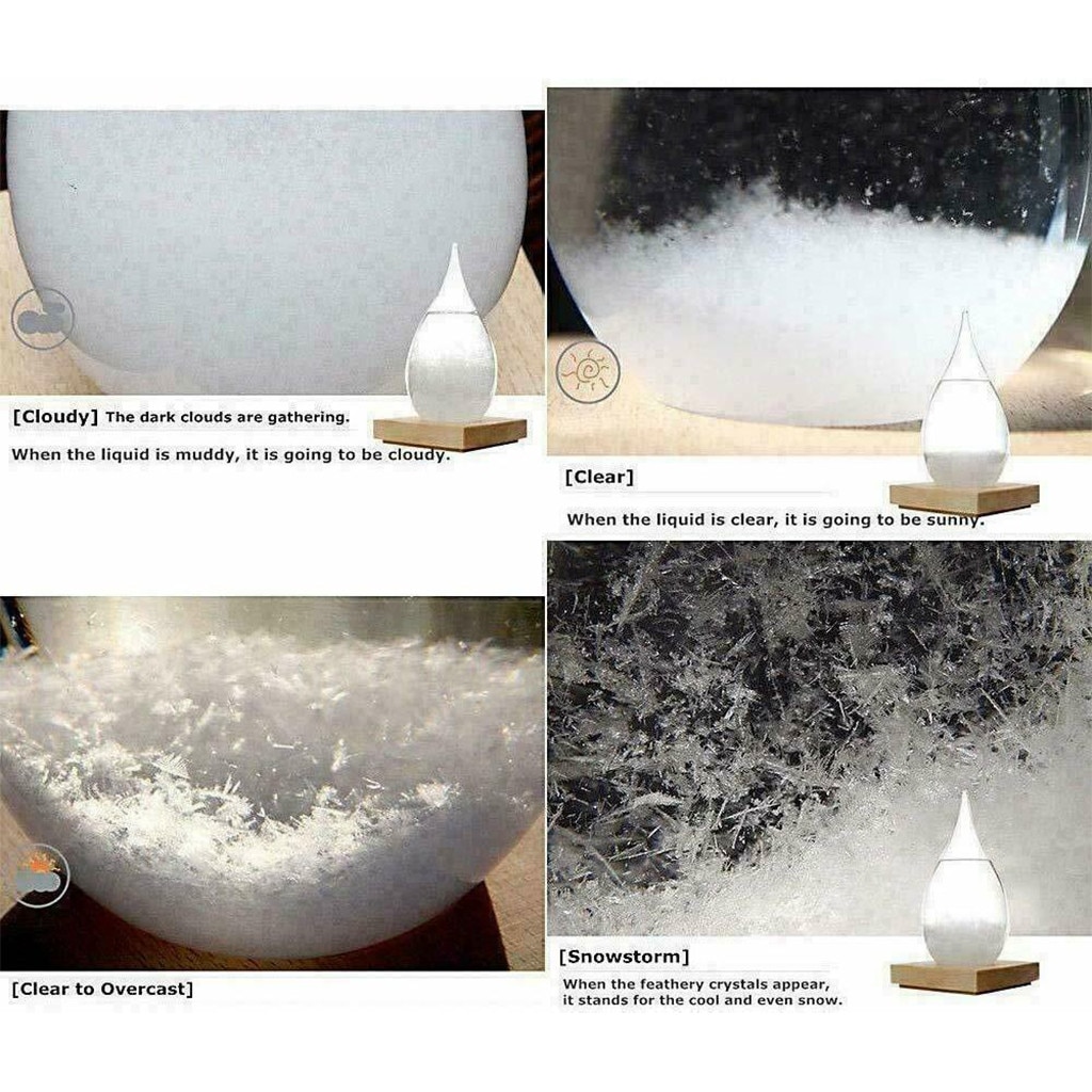 Desktop Droplet Storm Glas Fles Weersverwachting Voorspeller Monitor Barometer Met Houten Basis Voor Home Decor #15