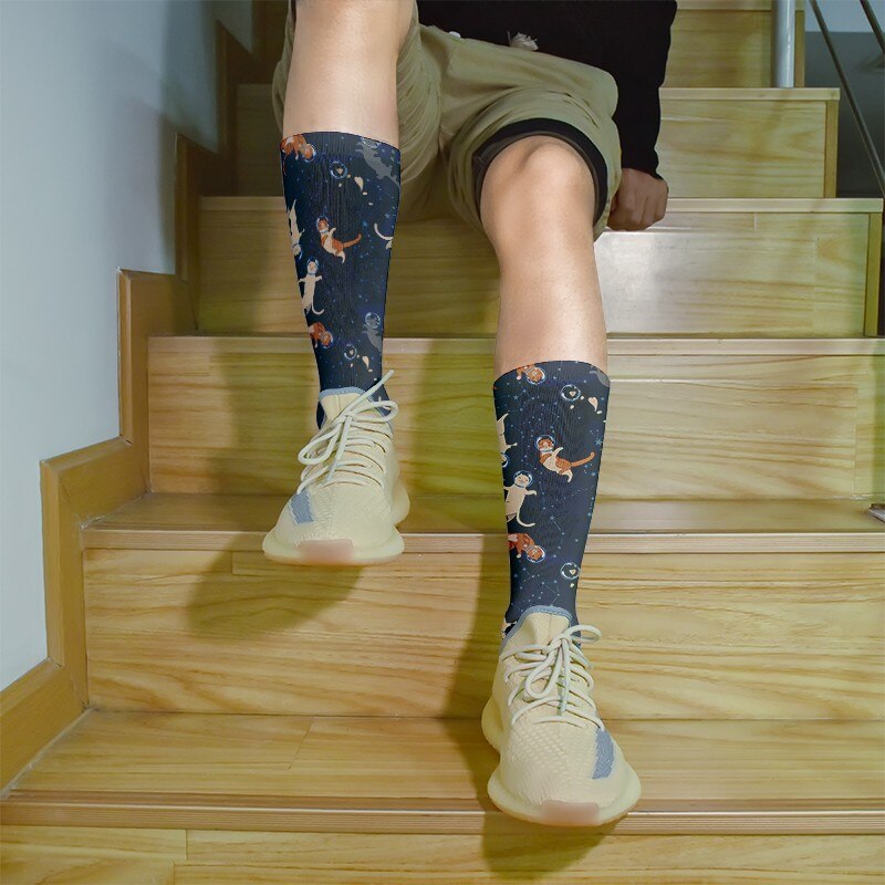 Chaussettes imprimées Shiba Inu pour femmes, chaussettes longues unisexes, décontractées, en coton, confortables, à la , drôles, chats, chiens, animaux, Harajuku