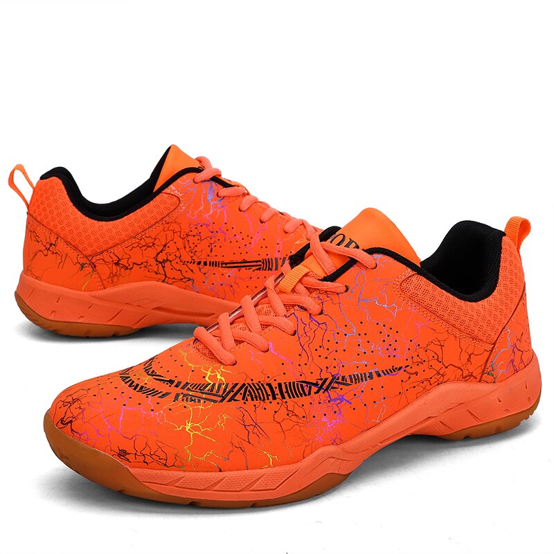 Ademend Badminton Schoenen Mannen en Vrouwen Licht Sportschoenen Anti-gladde Sneakers voor Athletic Maat 35-46: Orange / 9