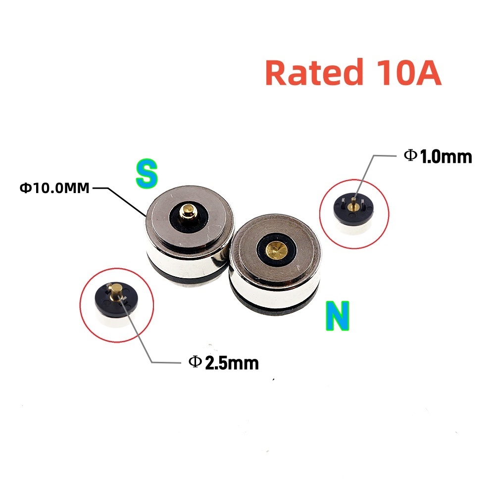 1 par de conector Pin Pogo magnético de forma Circular 1, 2, 3, 4, 5 polos, sonda macho hembra, perfil redondo de carga de energía CC: Gris oscuro