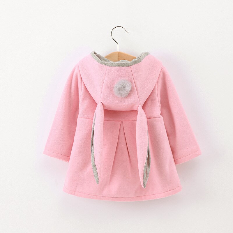 Baby Meisjes Jas Winter Lente Baby Meisjes Prinses Jas Konijn Oor Hoodie Toevallige Bovenkleding Voor Meisje Baby Jas: Pink / Suit for 80CM