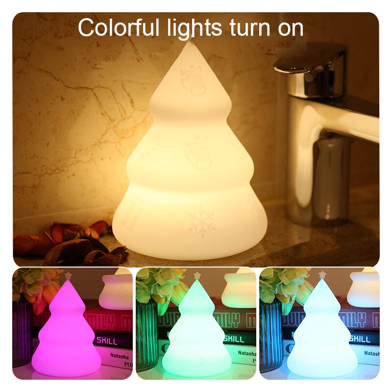 Cloche de noël USB coloré led silicone veilleuse chambre salon pat lampe lampe de table (modèle audio Bluetooth): Christmas tree