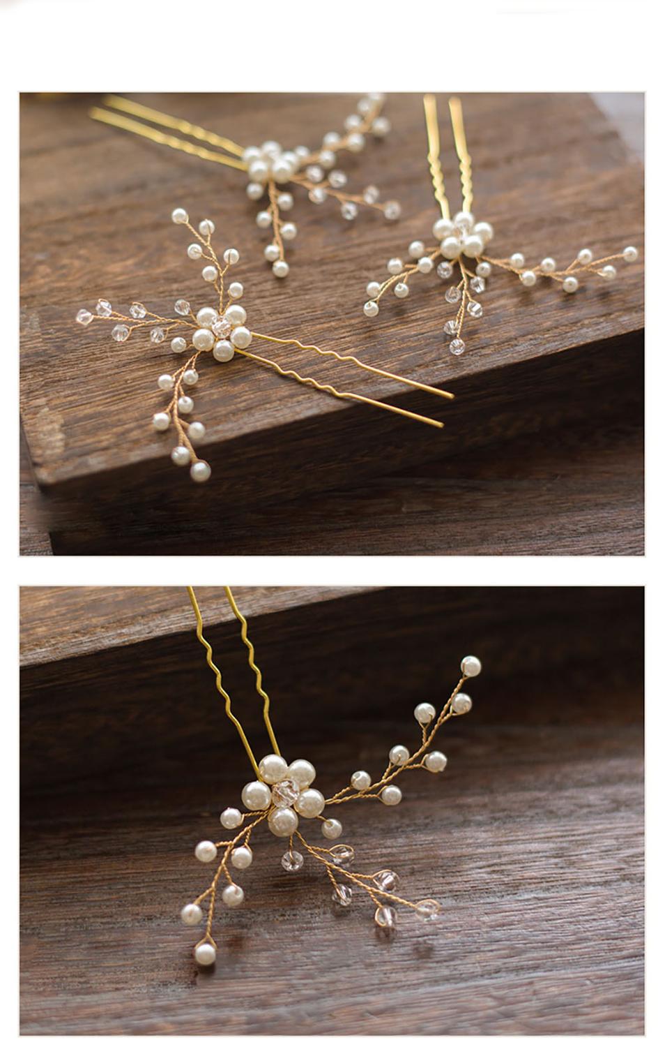 Bridal Crystal Gold Hair Pins Women Crystal Headpiece Wedding Hair Pins Clip Hair Jewelry Wedding Hair Hair Accessories