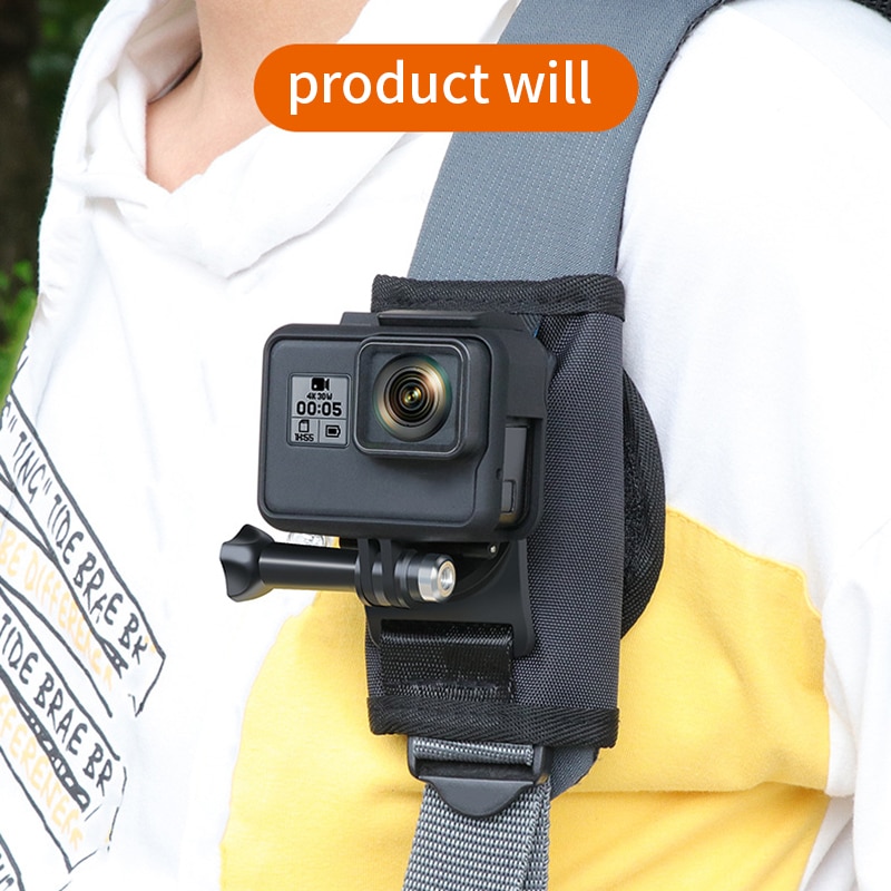 360 degrés rotatif sac à dos pince de fixation pour GoPro Hero 8 7 6 5 4 pour Go pro xiaomi sport Action caméras accessoires