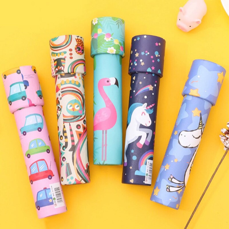 Rotatif licorne imprimer kaléidoscope dessin animé jouets enfants interactif logique magique classique éducatif jouet pour enfant couleur aléatoire