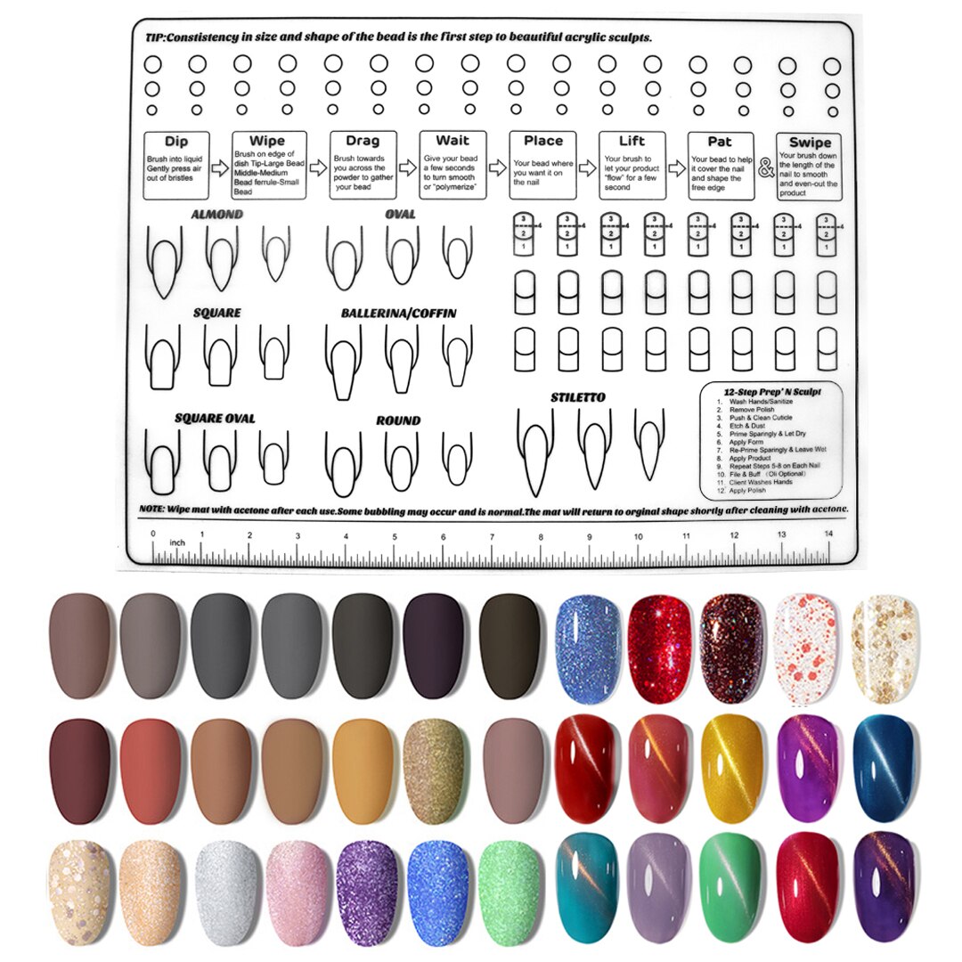 Silicone Nail 3D Nail Art Display Training Practice Sheets Art Lines Practice UV Acrylic Nails Template Learning Sticker