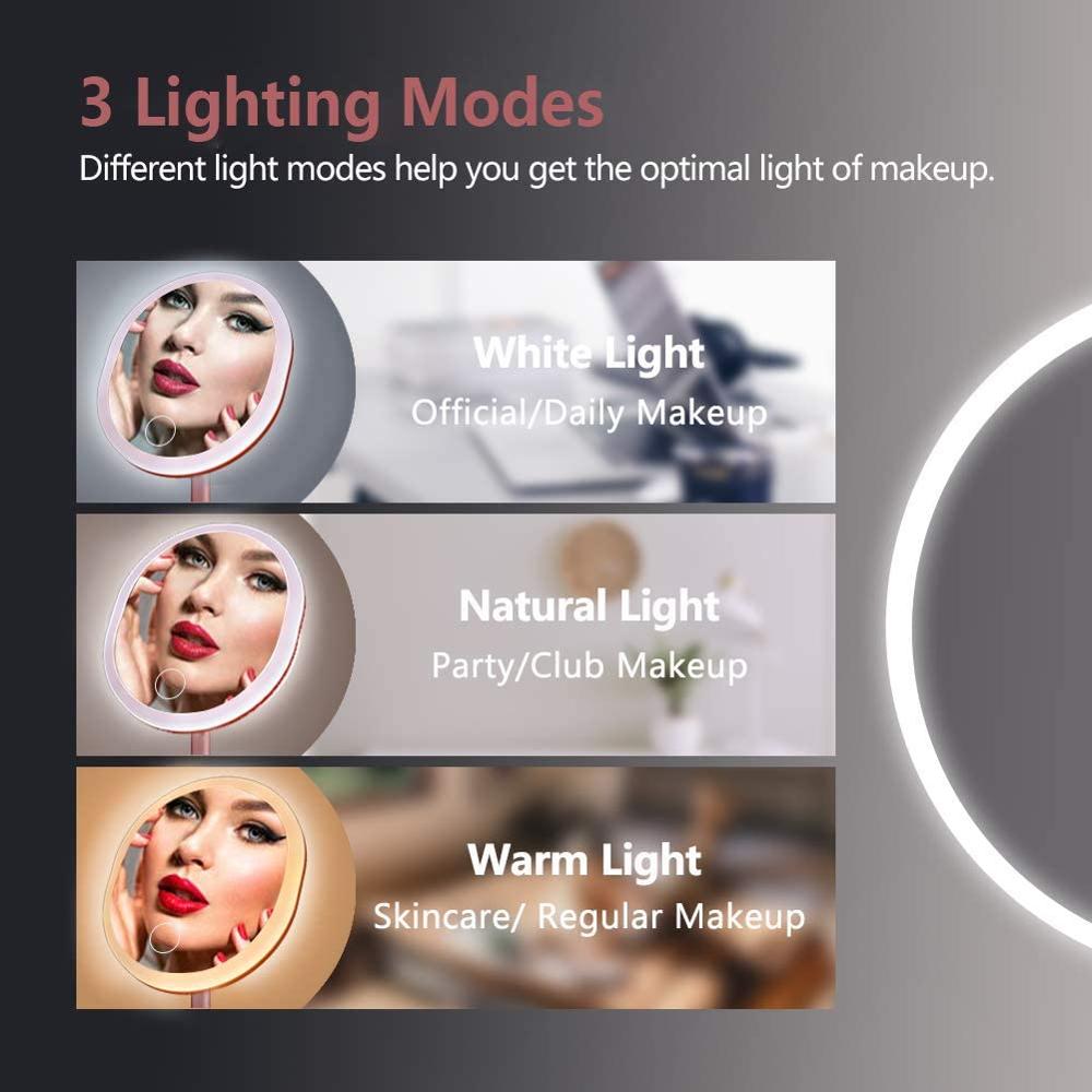 Maquillaje LED espejo USB Smart Touch Control iluminado maquillaje vanidad Stand Up escritorio anillo espejo de luz Led para espejo de tocador almacenamiento
