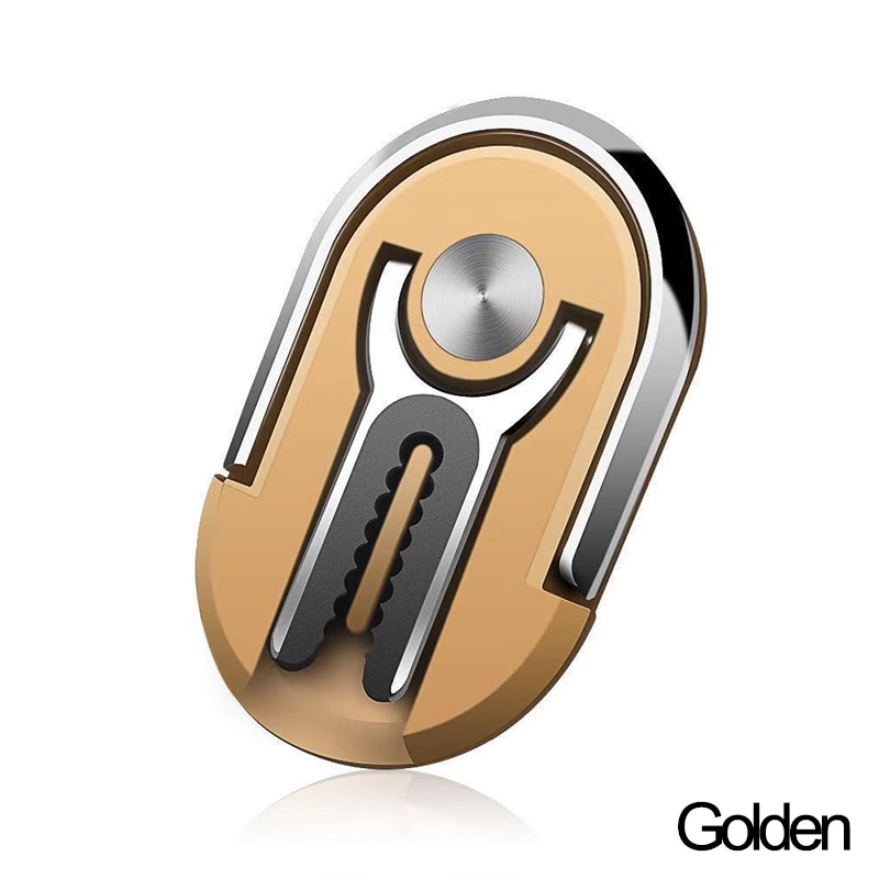 Magnetic rotabl mobile phone holder stand for iPhone Samsung Car Metal finger ring phone stand bracket car phone holder bracket: B-Golden