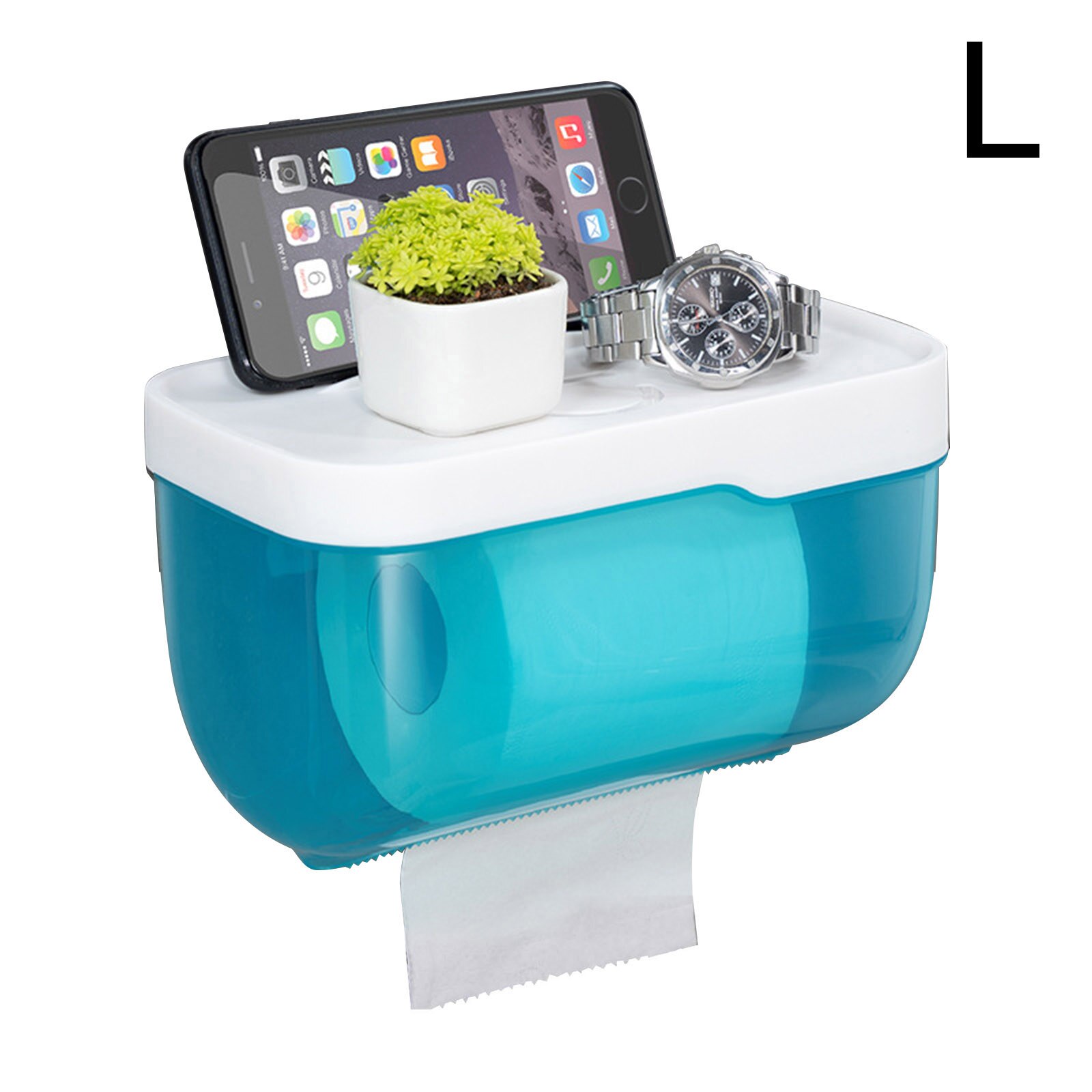 Wc Tissue Box Wasserdicht Loch-Freies Wc Badezimmer Tissue Rack Wc Sanitär Pumpen Wc Papier Box Lagerung Rack TUE88: blue large