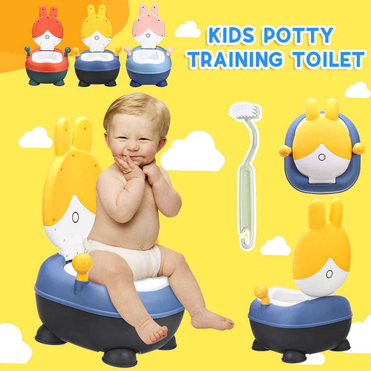 Portable Kids Baby Toilet Children Potty Training Seat Removable Non-slip Toddler Kids Potty Chair Multifunctional Toilet Potty