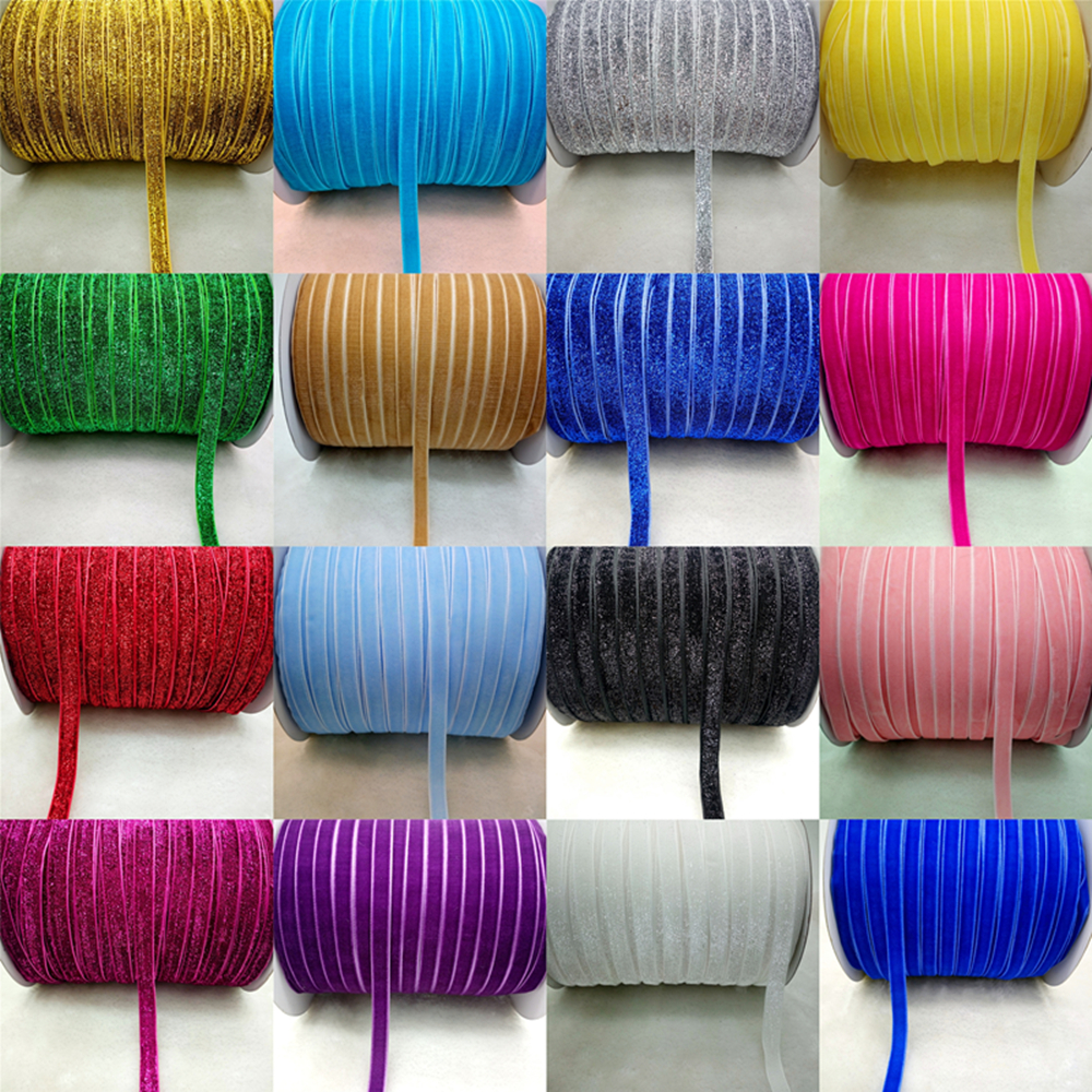 Ruban de velours étincelant, nœuds de cheveux bricolage, rubans pour l'artisanat, artisanat de couture, décorations de Noël, 5 mètres, 10mm de large
