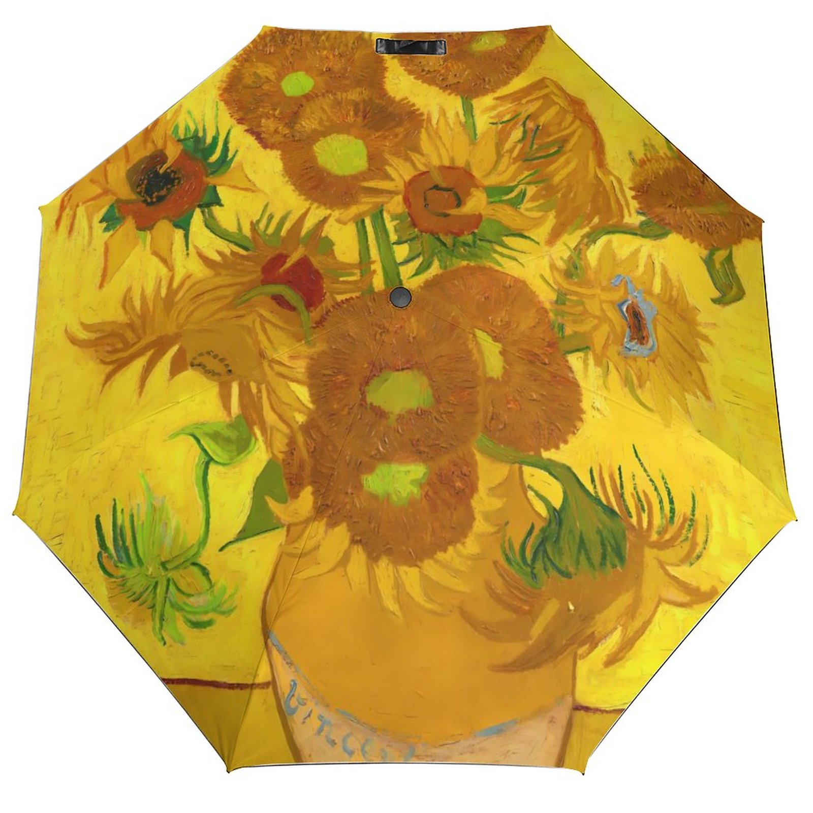 Vincent Van Gogh Paraguas automático de 3 pliegues Café Terraza por la noche Paraguas ligero Sol y lluvia Paraguas de abrigo negro para hombres y mujeres: Rosa