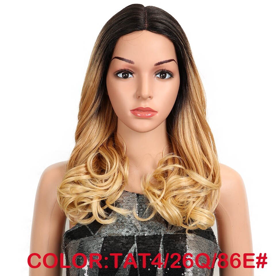MAGIC Hair Synthetic Lace Front Wigs For Black Woman Ombre Natural Wave 20"Inch Bob Wigs Heat Resistant I Part Wig For Women: TAT4-26Q-86E