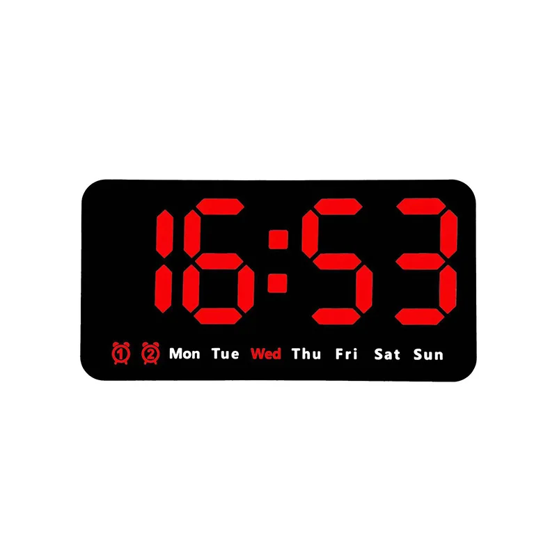 Elektronische Wanduhr Temperatur Datum Anzeige Tisch uhr Zauberstab Montage digitale LED-Wecker für zu Hause 12/24h Sprach steuerung: Schwarz